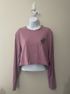 Vans Women's Dusty Rose Cropped Long-Sleeve Graphic Top with Skull & Rose
